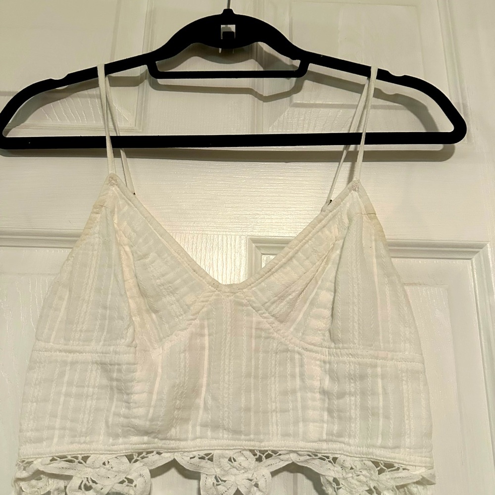 FP One White Lace Trim Cami Top